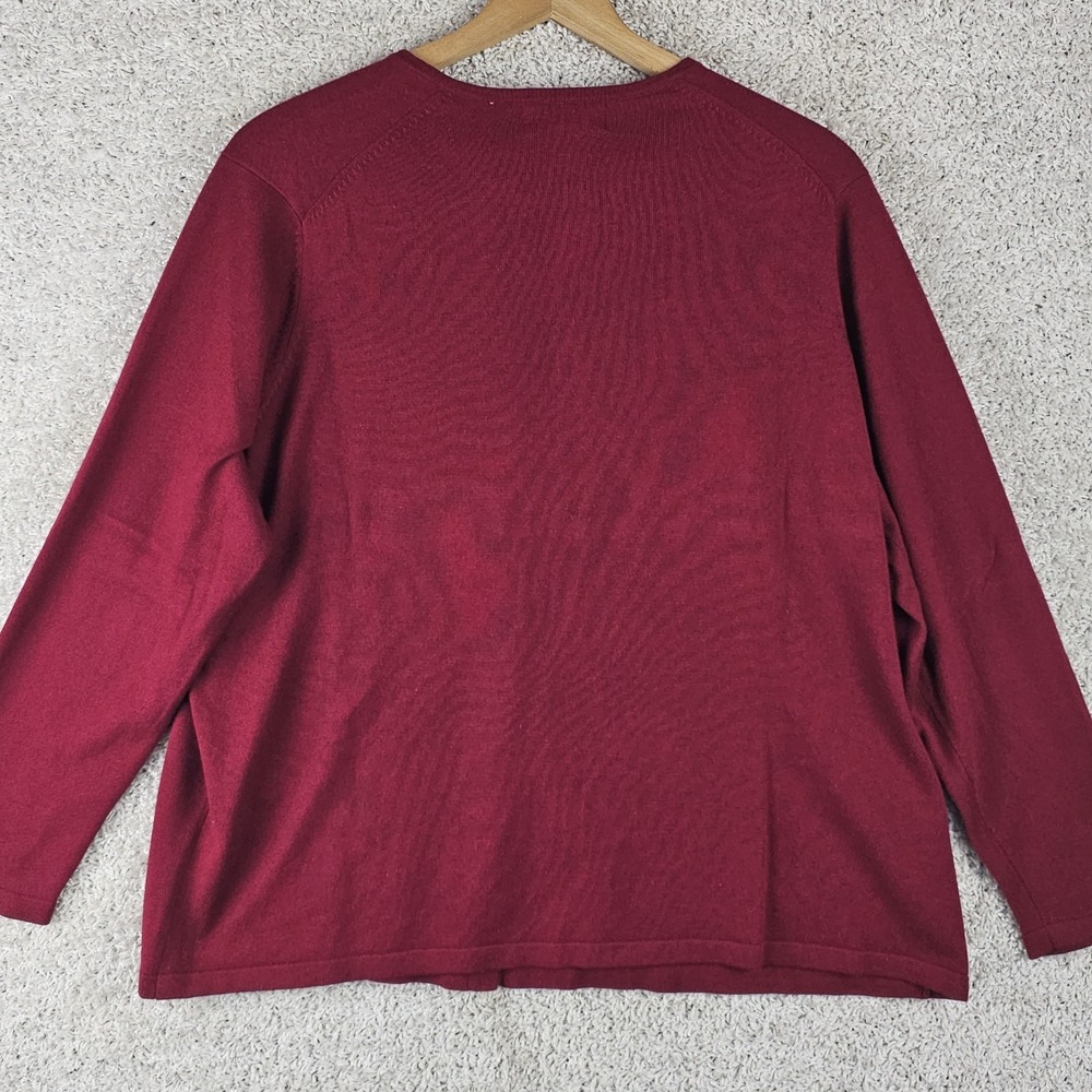August Max Woman Cranberry Silk Cashmere Blend Cardigan Sweater Size 1X - Picture 2 of 12